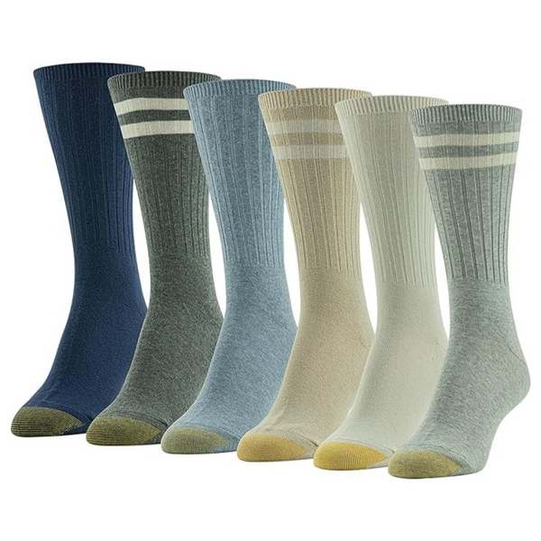 Goldtoe Women's 6-Pairs Casual Texture Crew Socks