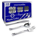 300-Count Stock Your Home Disposable Heavy Duty Plastic Cutlery