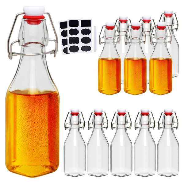 12 Pack 250ml Flip Top Glass Bottles