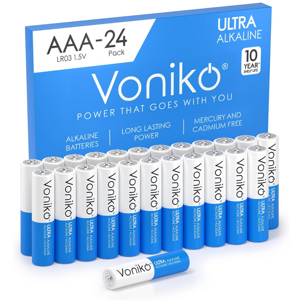 24-Pack Alkaline Voniko AAA Premium Grade 1.5V Batteries