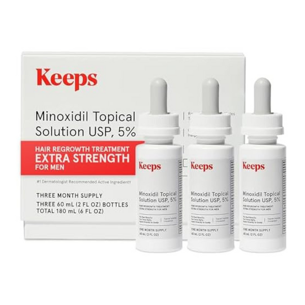 3-Pack Keeps Extra Strength Minoxidil For Men Topical Hair Growth Serum