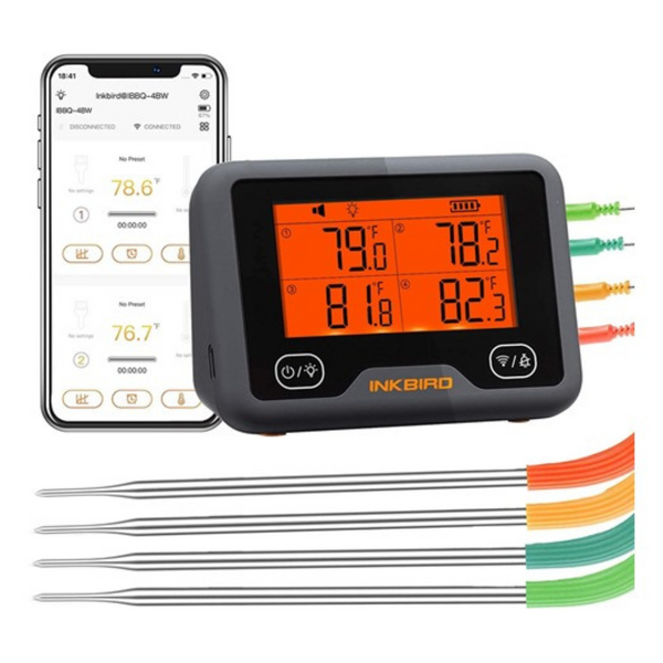 Inkbird IBBQ-4BW Wi-Fi & Bluetooth Grill Thermometer With 4 Colored Probes