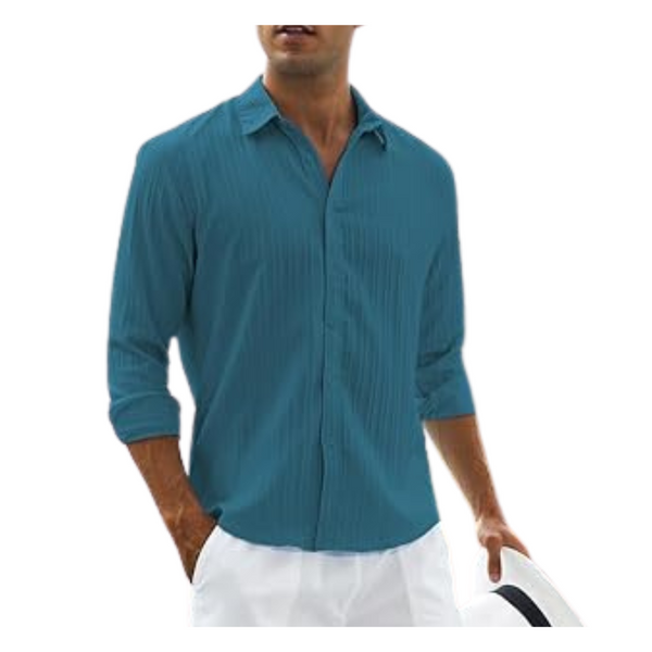 Kawata Men's Slim Fit Beach Top Long Sleeve Dress Shirts