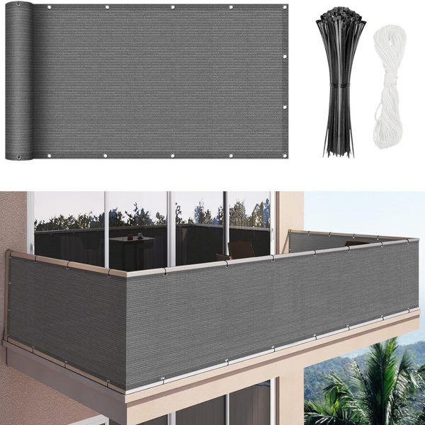 Duerer 2.5ft X 10ft Anthracite Balcony Screen Privacy Fence Cover