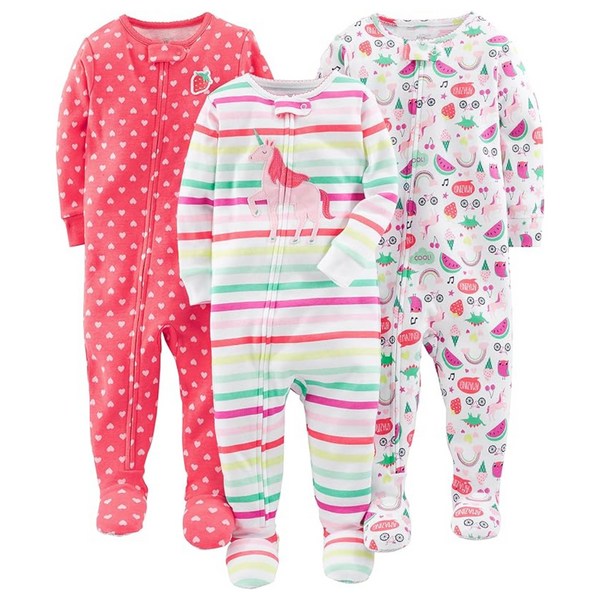 3-Pack Simple Joys by Carter's Toddler Girls' Footed Pajamas (Various)