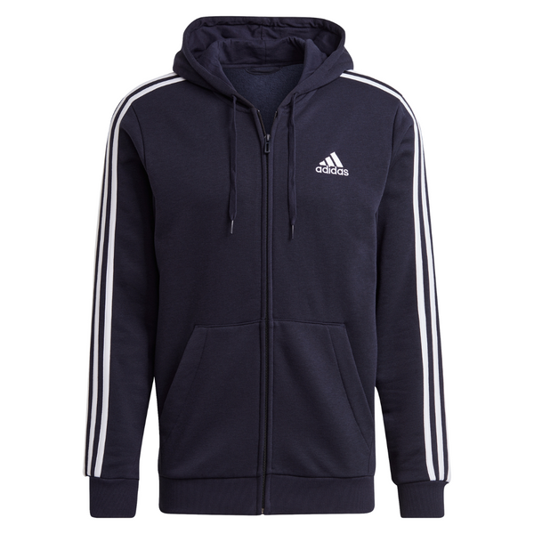 Adidas men Essentials Fleece 3-Stripes Full-Zip Hoodie