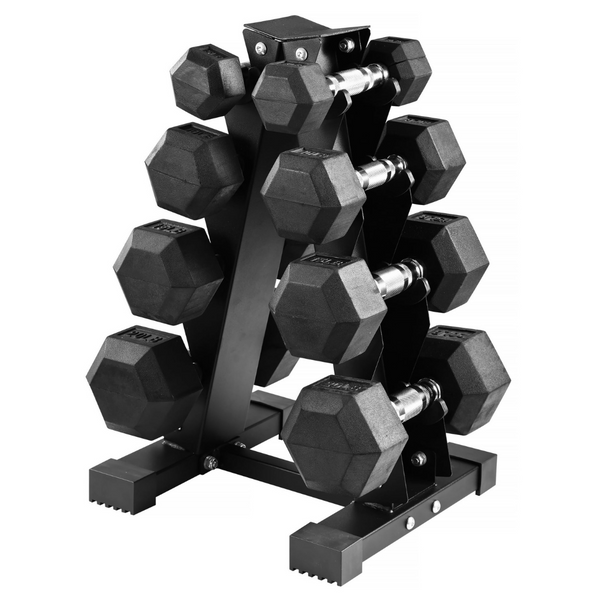 100-Lbs BalanceFrom Rubber Coated Hex Dumbbell Weight Set W/ Rack