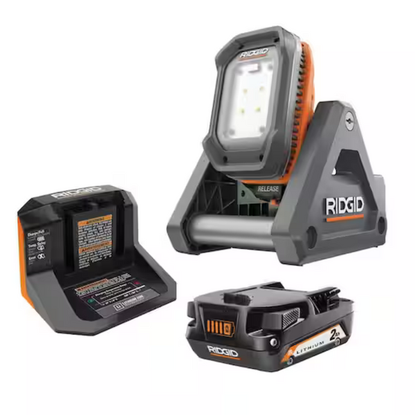 RIDGID 18V Cordless Flood Light Kit 2.0Ah Battery And Charger