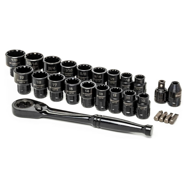 25-Piece Crescent 3/8" Drive Pass-Thru X6 Spline Mechanics Tool Set