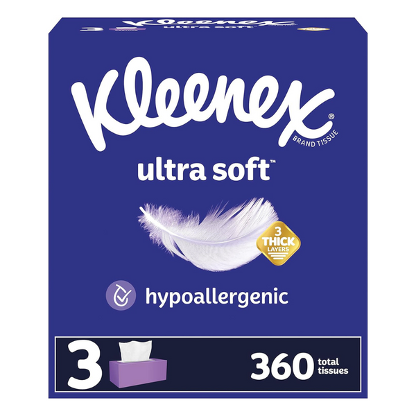 360-Count Kleenex Ultra Soft 3-Ply Facial Tissues (3 Flat Boxes)