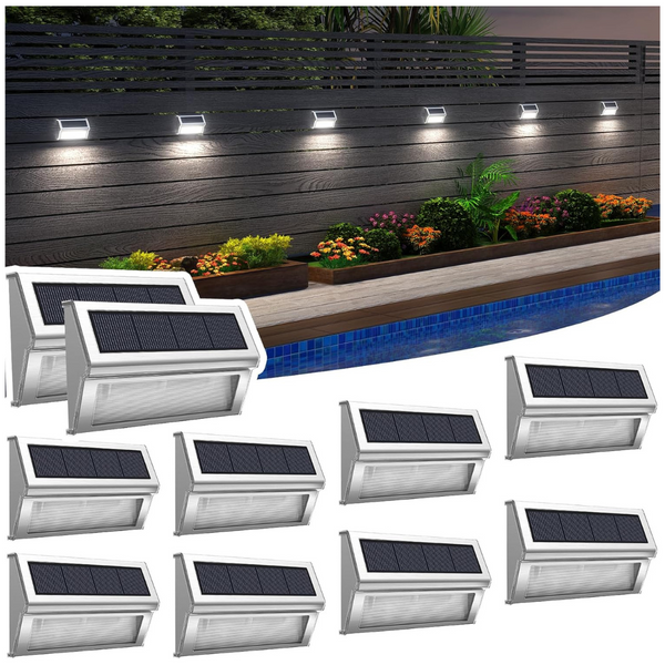 10-Pack Roshwey 9LED Solar Powered Waterproof Outdoor Lights