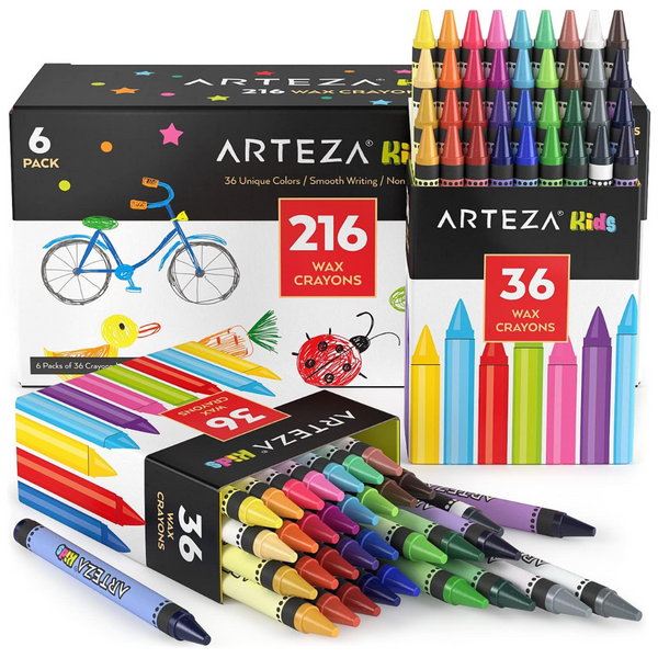 216-Count (6pk x 36ct) Arteza Kids Toddler Crayons