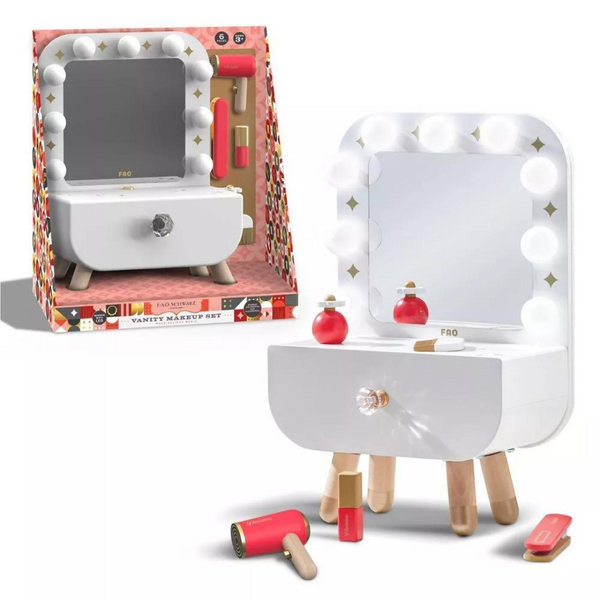 FAO Schwarz Girls Make-Believe Magic Beauty LED Vanity Mirror Makeup Set