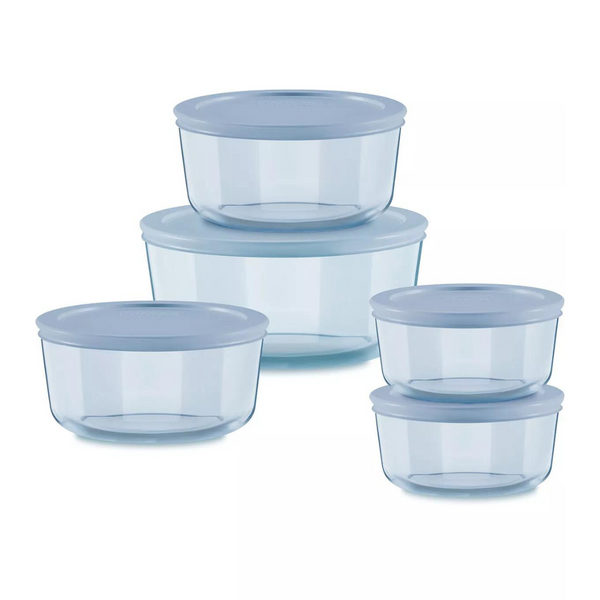 10-Count Pyrex Simply Store Tinted Round Storage Set With Plastic Lids