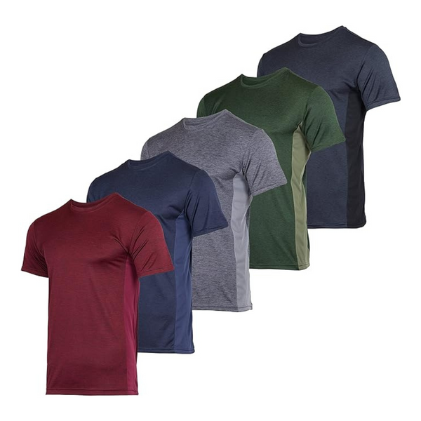 5-Pack Real Essentials Men's Active Quick Dri Dry Fit Crew Neck T-Shirts