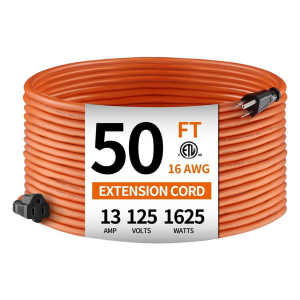 50ft 16AWG Indoor/Outdoor 3-Prong Extension Cable Cord