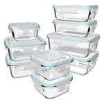 18-Piece BPA Free & Leak Proof Glass Food Storage Containers With Lids (9 Lids & 9 Containers)