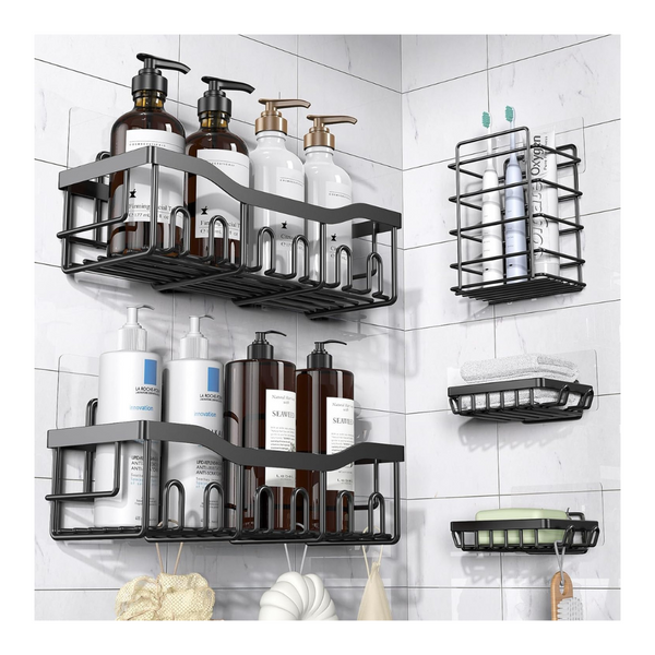 5-Pack Eudele Large Capacity Rustproof Adhesive Shower Organizer