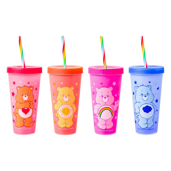 4-Pack Silver Buffalo Care Bears Hearts & Stars Plastic Tumblers