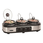 Bella Triple 3 x1.5qt Stainless Steel Manual Slow Cooker & Buffet Server