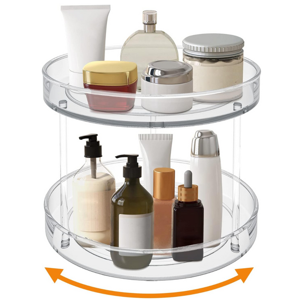 2-Tier Clear Lazy Susan Cabinet Organizer