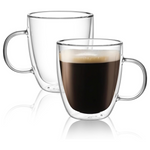 2-Set Cnglass Large Double Wall Glass Coffee Mug With Handle, 17 Oz