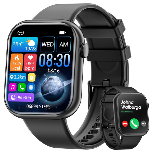 Unisex Waterproof 1.85" Fitness Tracker Smart Watch (2023 Release)