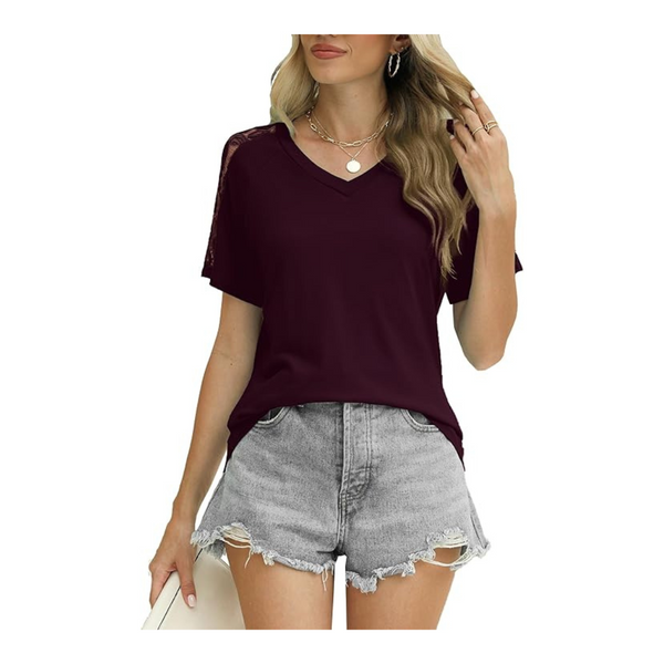 Womens Short Sleeve Summer Loose Fit Shirts Tops