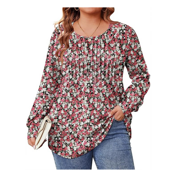 2024 Plus Size Pleated Tunic Tops For Women