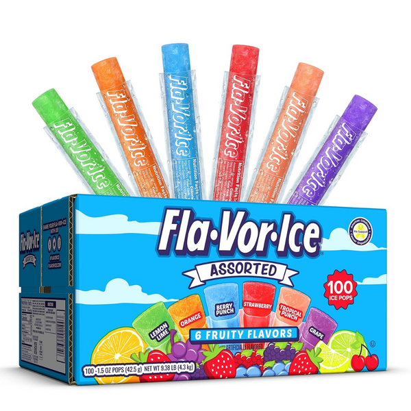 Fla-Vor-Ice Popsicle Variety Pack Of 1.5 Oz Freezer Bars, Assorted Flavors (100 Count)