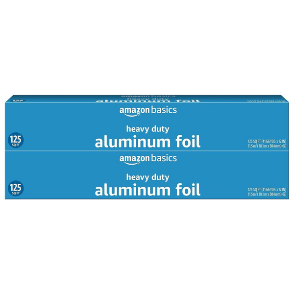 Amazon Basics Heavy Duty Aluminum Foil (125 Sq Ft, Pack Of 2)