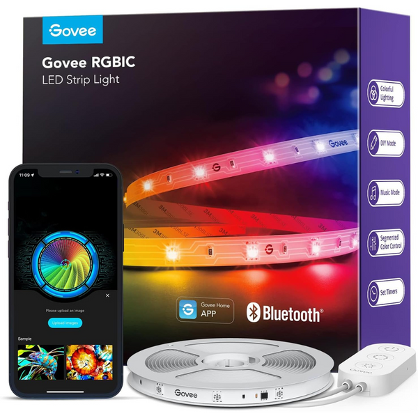 Govee 16.4ft RGBIC Smart LED Music Sync Mode Bluetooth Strip Lights