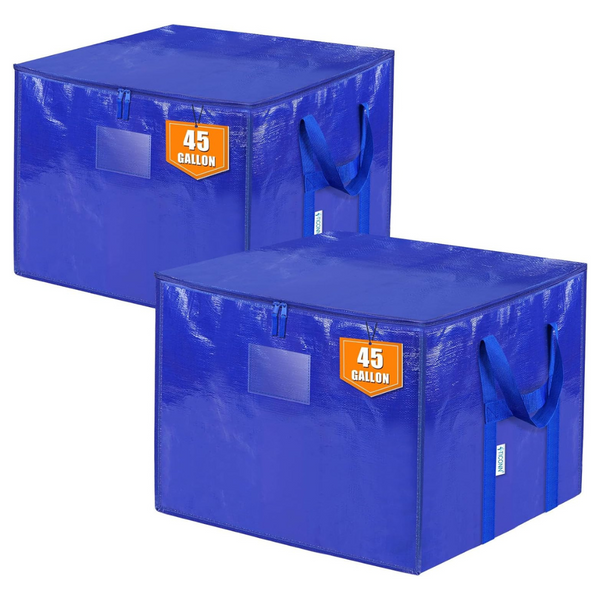 2-Pack Jumbo Heavy-Duty Moving Square Bags With Reinforced Handles (Blue)