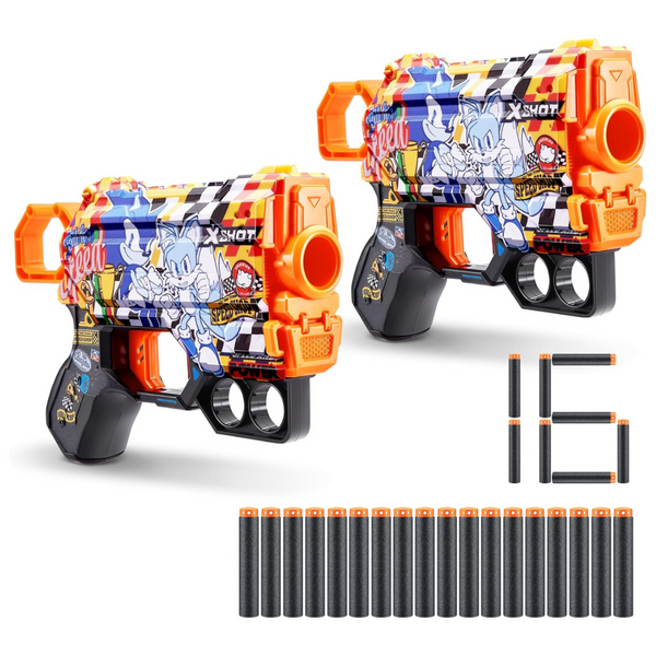 2-Pack X-Shot Skins Menace Sonic Super Speed Dart Blaster (16 Darts)