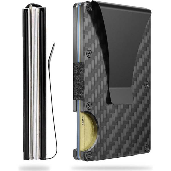 Men's RFID Blocking Metal Minimalist Carbon Fiber Slim Wallet