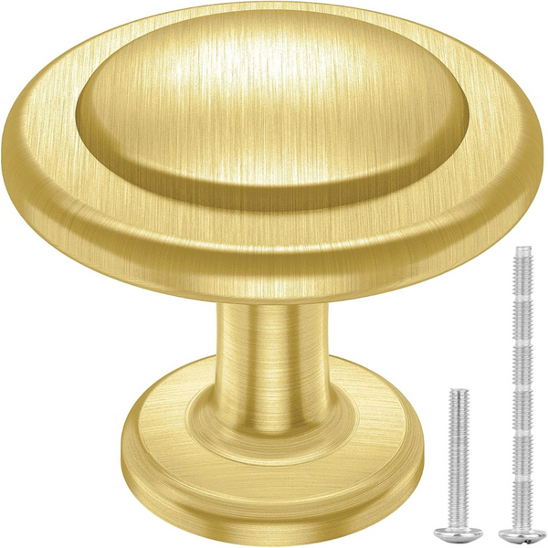 30-Pack Round Drawer 1-1/4" Diameter Pull Knobs (Brass)