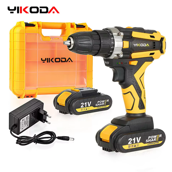 YIKODA 12/16.8/21V Rechargeable Electric Screwdriver Cordless Drill