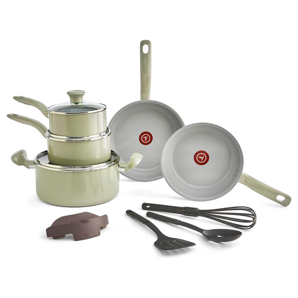 12-Piece T-fal Recycled Ceramic Nonstick Cookware Set