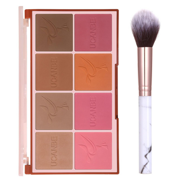 8-Colors Face Matte Blush Palette Shading Blusher With Brush Set (2 Colors)