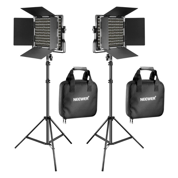 2-Pack Bi Color 660 LED Video Light And Stand Kit