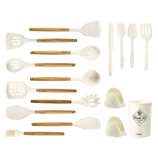 16-Piece LeMuna Non-Stick Silicone Cooking Kitchen Utensil Set