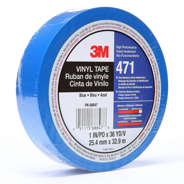 3M 108ft Blue Floor Marking Vinyl Tape Roll (1 Inch x 36 Yd)