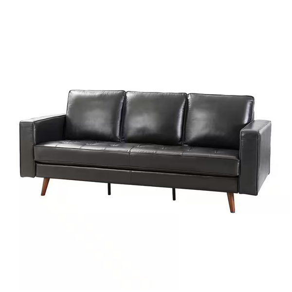 Jayden Creation Agamemnon 82" Black Genuine Leather Straight Sofa