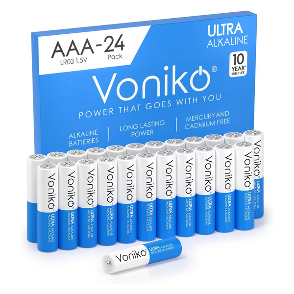 24-Pack Alkaline Voniko AAA Premium Grade 1.5V Batteries