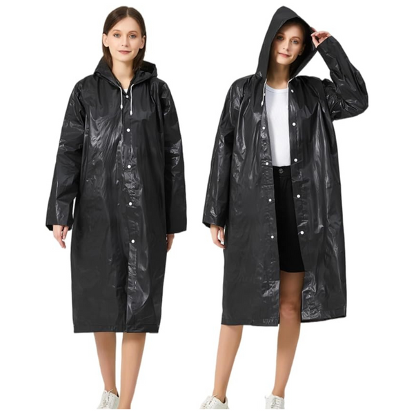 2-Pack Reusable EVA Ponchos Raincoats Jackets With Hood