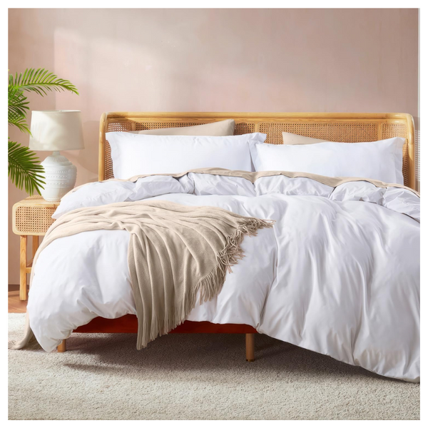 3-Piece Nestl Soft Double Brushed White Duvet Cover Set (Queen)