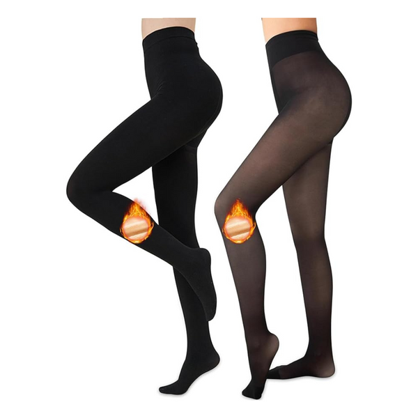 2-Pairs Women's Fleece Lined Sheer Warm Tights