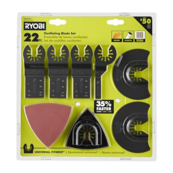 22-Piece Ryobi Oscillating Blade & Sand Paper Set (A242201)