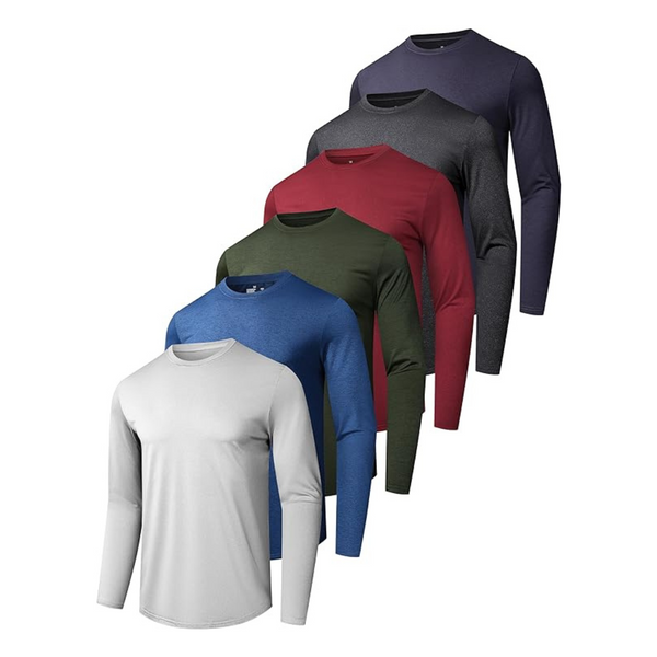 6-Pack Oygsieg Men's Long Sleeve UV UPF SPF Performance T-Shirt