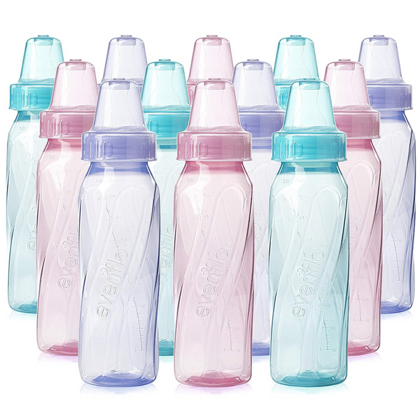 12-Pack Evenflo Feeding 8oz Classic Tinted Plastic And Silicone Baby Bottles